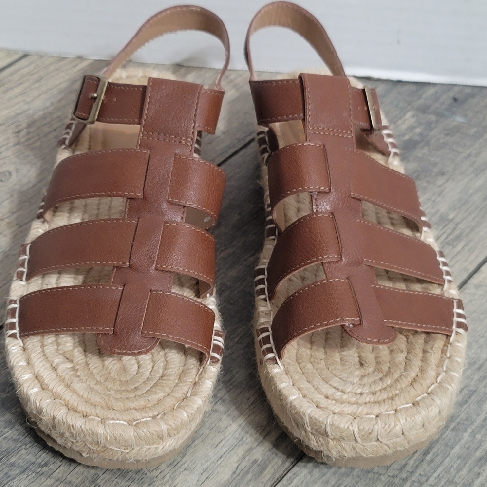 NWOT Haute Hippie Fishermens Brown Tan Espadrille Strappy Sandals Sz 6.5 Natalie